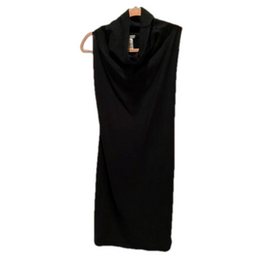 Sarah Pacini stretch cowl neck sleeveless midi black dress one size casual
